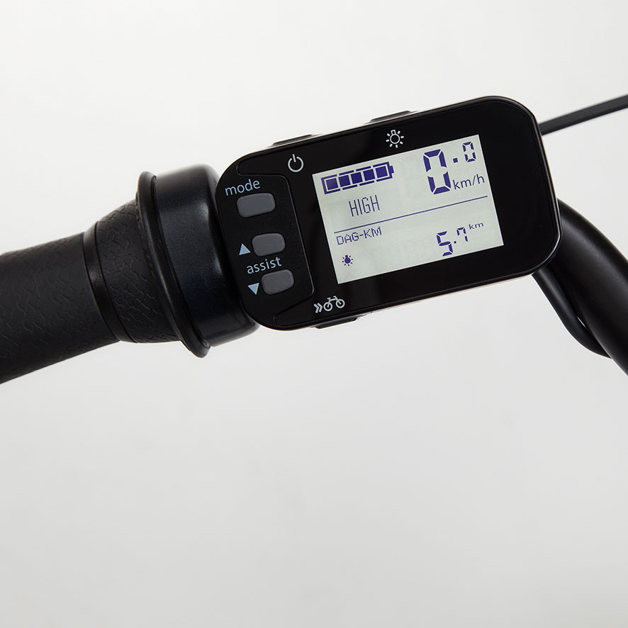 Avec un moteur intégré à la roue avant Panasonic, vous disposez d'un écran latéral ou central selon le modèle de vélo électrique.